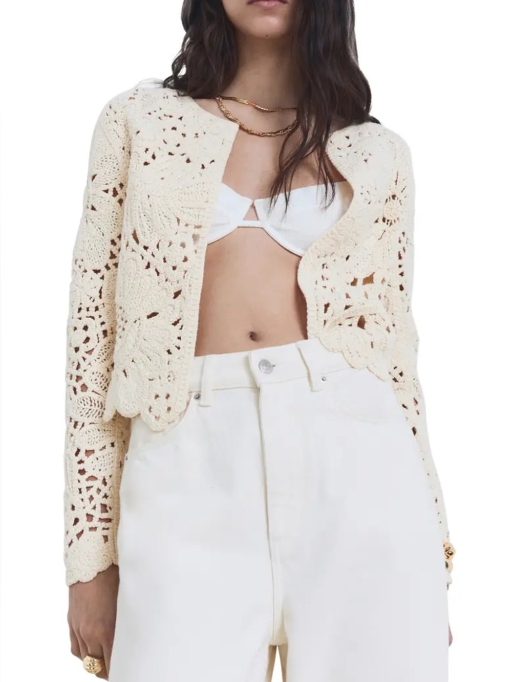 MANGO Open Knit Cardigan Jacket